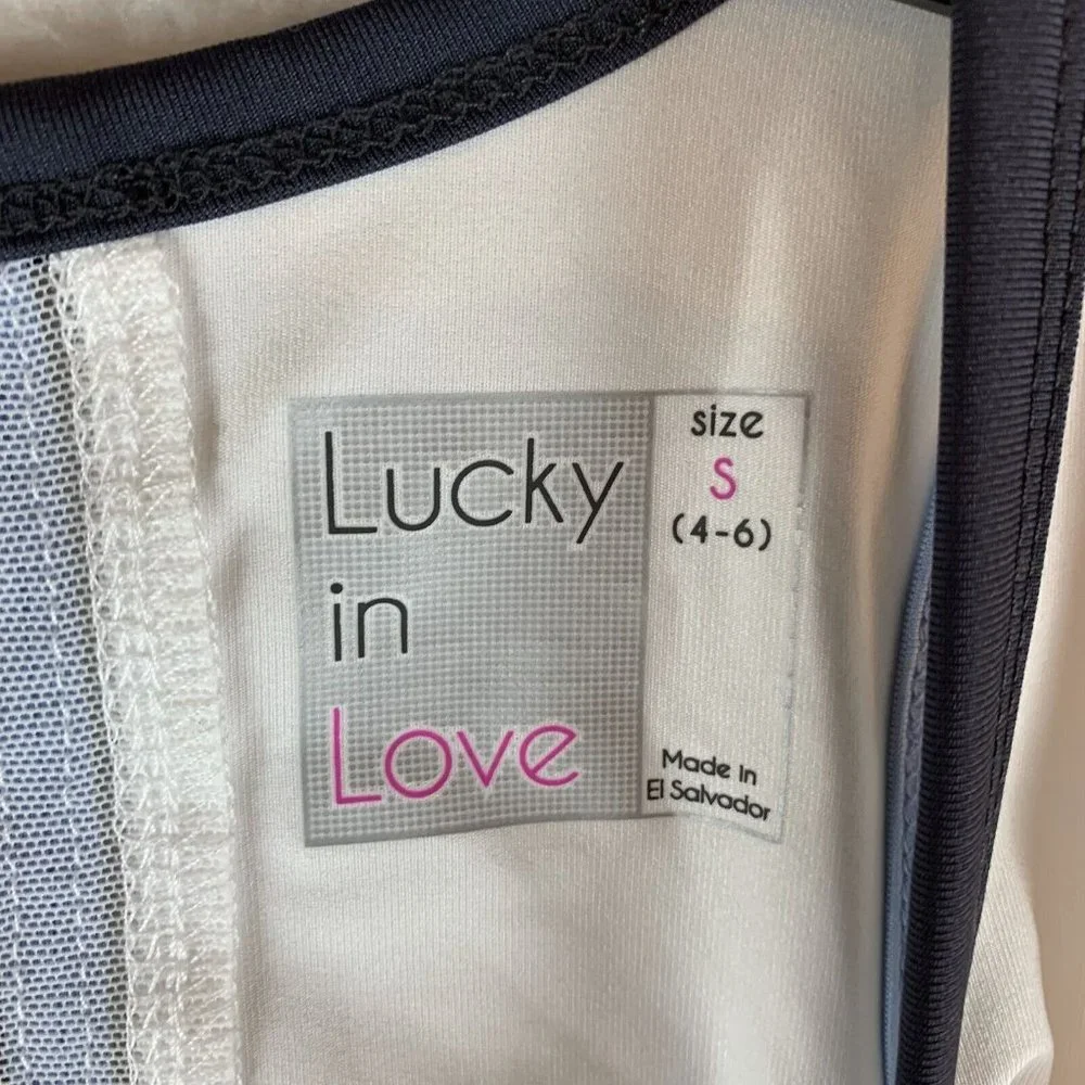 Lucky In Love Tennis Tank Top Girls Small White Semi-Fitted V-Neck Pullover 7081